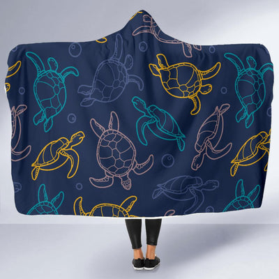 Sea Turtle Baby Print Hooded Blanket-JORJUNE.COM