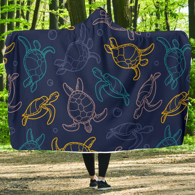 Sea Turtle Baby Print Hooded Blanket-JORJUNE.COM