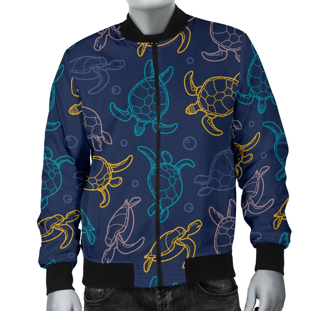 Sea Turtle Baby Print Men Casual Bomber Jacket
