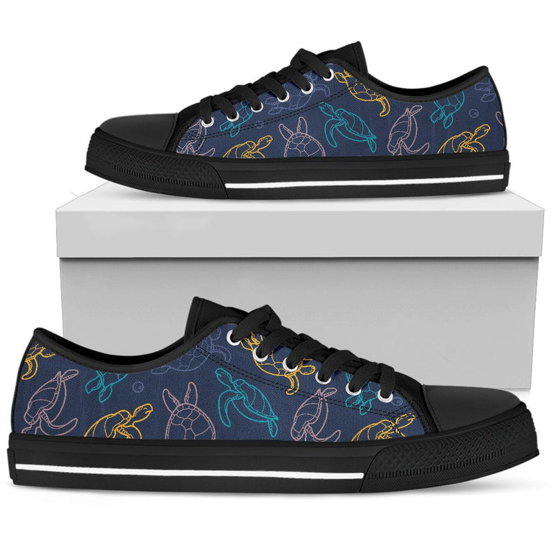 Sea Turtle Baby Print Men Low Top Shoes