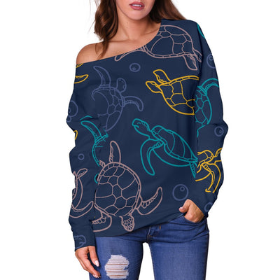 Sea Turtle Baby Print Off Shoulder Sweatshirt