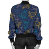 Sea Turtle Baby Print Women Casual Bomber Jacket