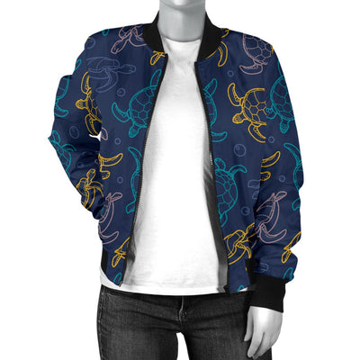 Sea Turtle Baby Print Women Casual Bomber Jacket