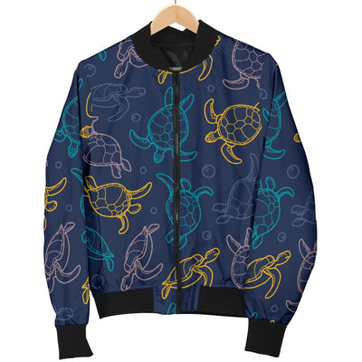 Sea Turtle Baby Print Women Casual Bomber Jacket