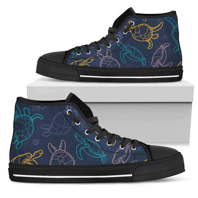 Sea Turtle Baby Print Women High Top Shoes