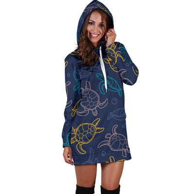 Sea Turtle Baby Print Women Hoodie Dress