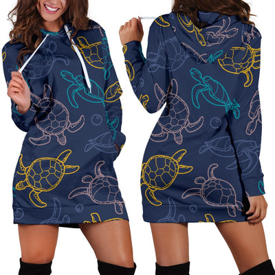 Sea Turtle Baby Print Women Hoodie Dress