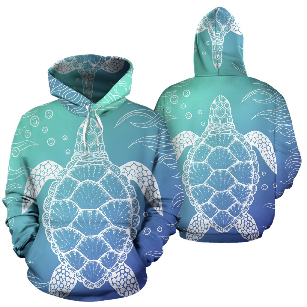 Sea Turtle Blue Design All Over Print Hoodie