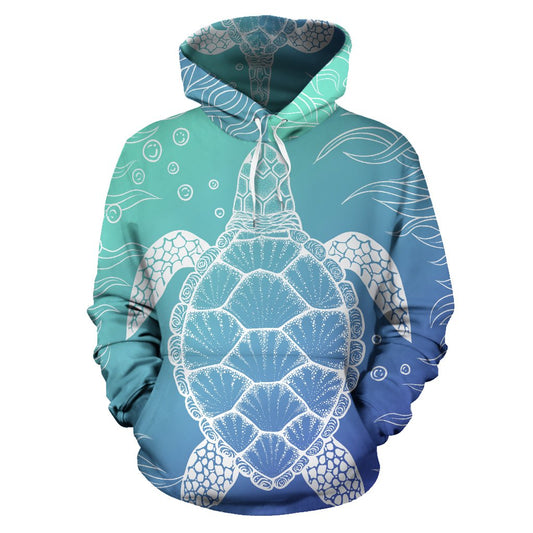 Sea Turtle Blue Design All Over Print Hoodie