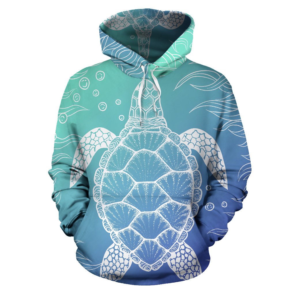 Sea Turtle Blue Design All Over Print Hoodie