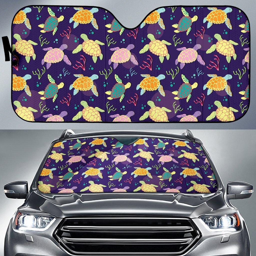 Sea Turtle Color Smile Car Sun Shade-JorJune