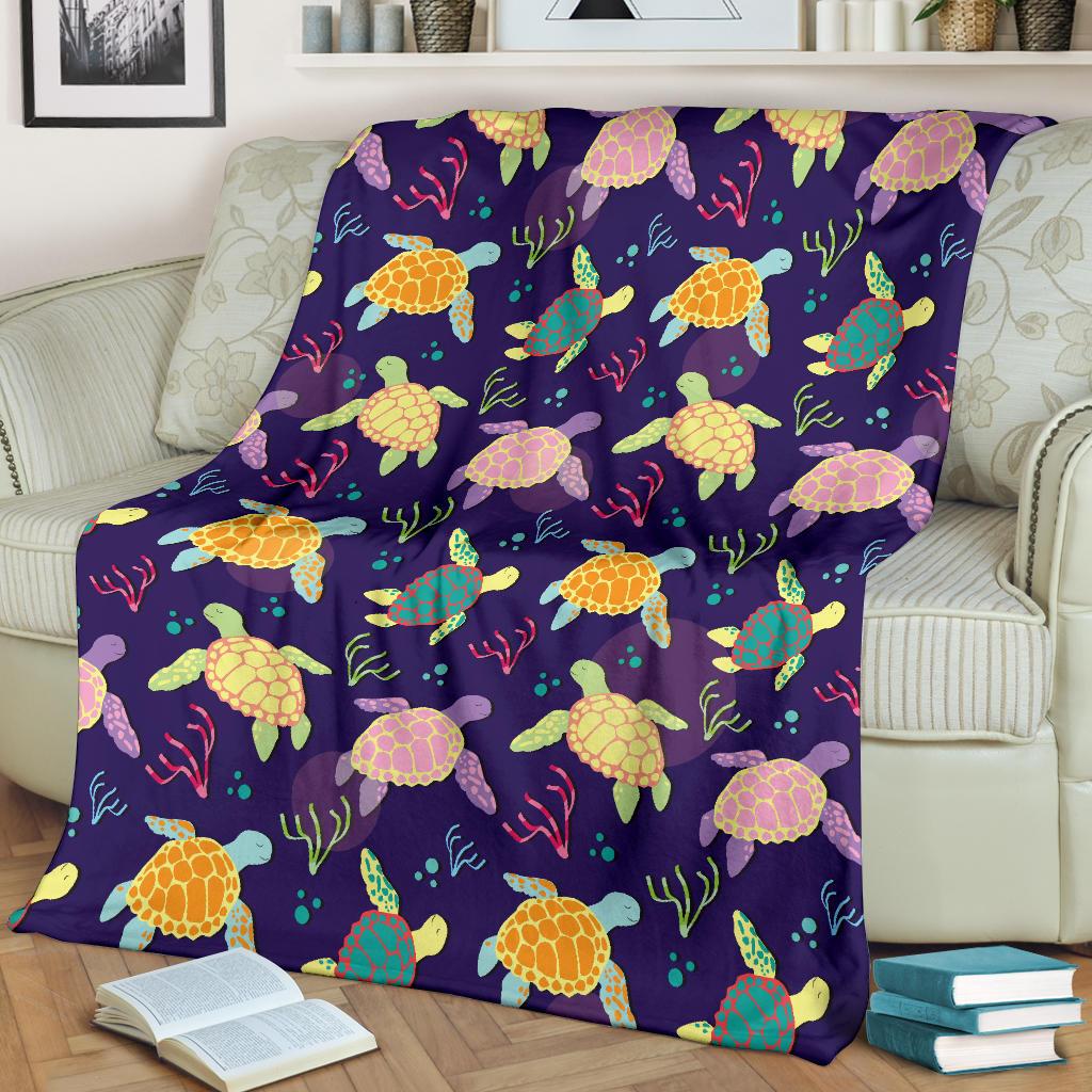Sea Turtle Color Smile Fleece Blanket