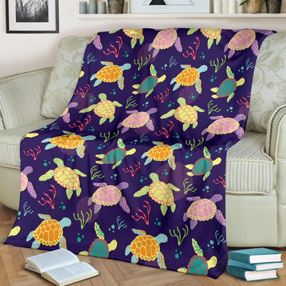 Sea Turtle Color Smile Fleece Blanket