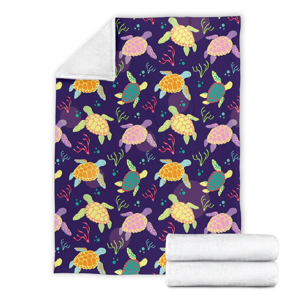 Sea Turtle Color Smile Fleece Blanket