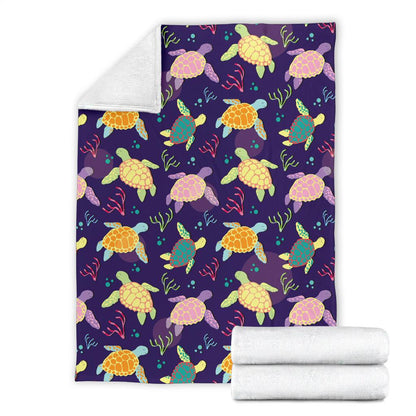 Sea Turtle Color Smile Fleece Blanket