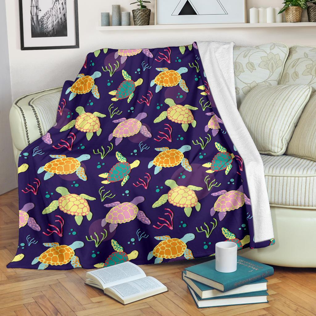 Sea Turtle Color Smile Fleece Blanket
