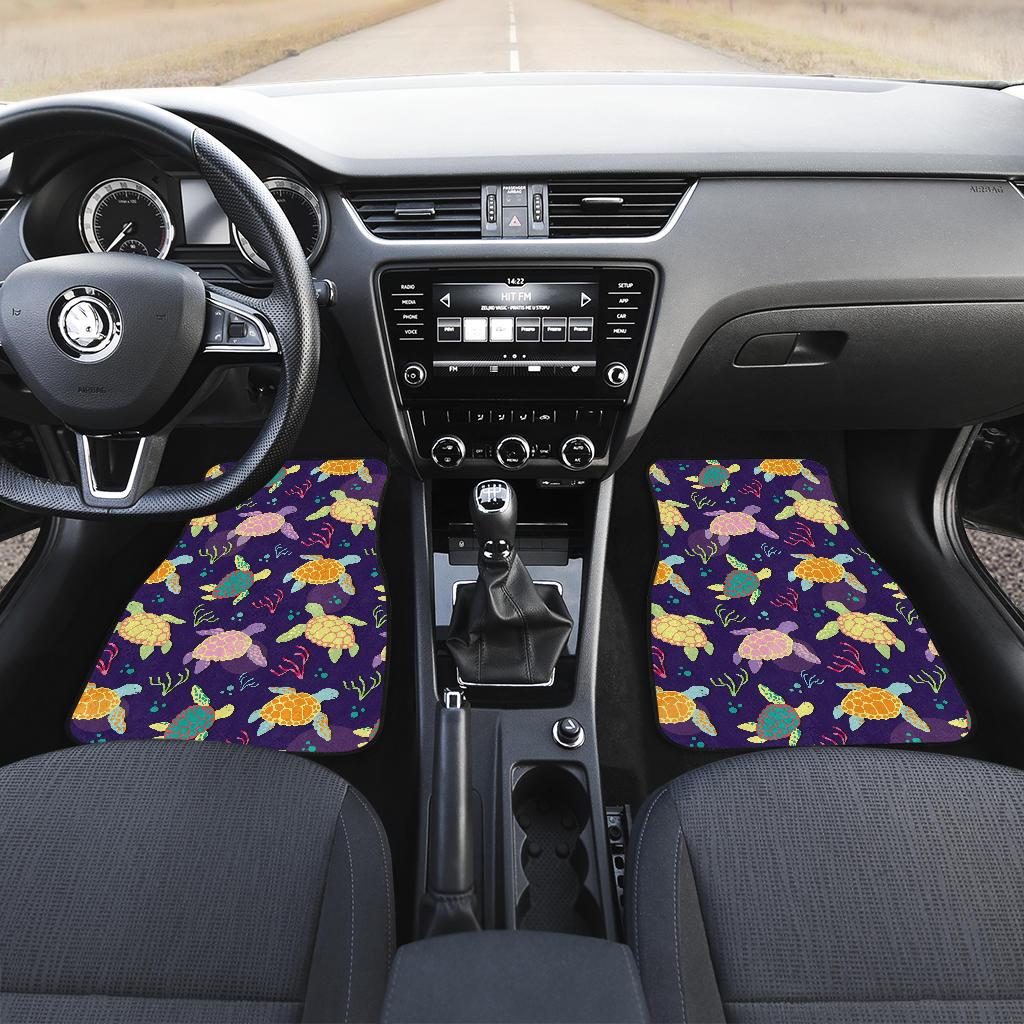 Sea Turtle Color Smile Front and Back Car Floor Mats
