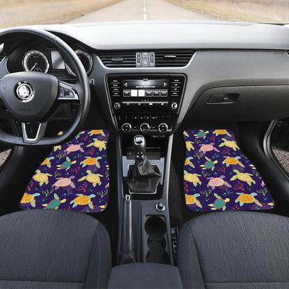 Sea Turtle Color Smile Front and Back Car Floor Mats