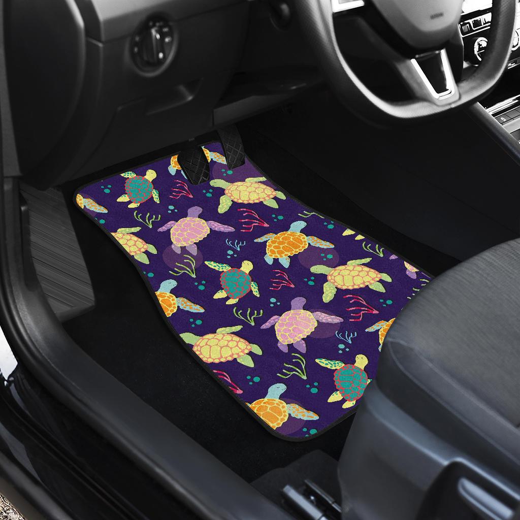 Sea Turtle Color Smile Front and Back Car Floor Mats