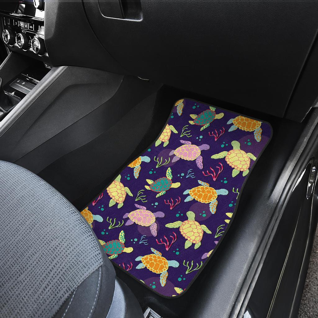 Sea Turtle Color Smile Front and Back Car Floor Mats