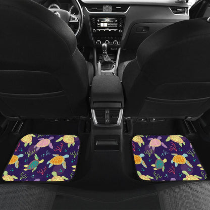 Sea Turtle Color Smile Front and Back Car Floor Mats