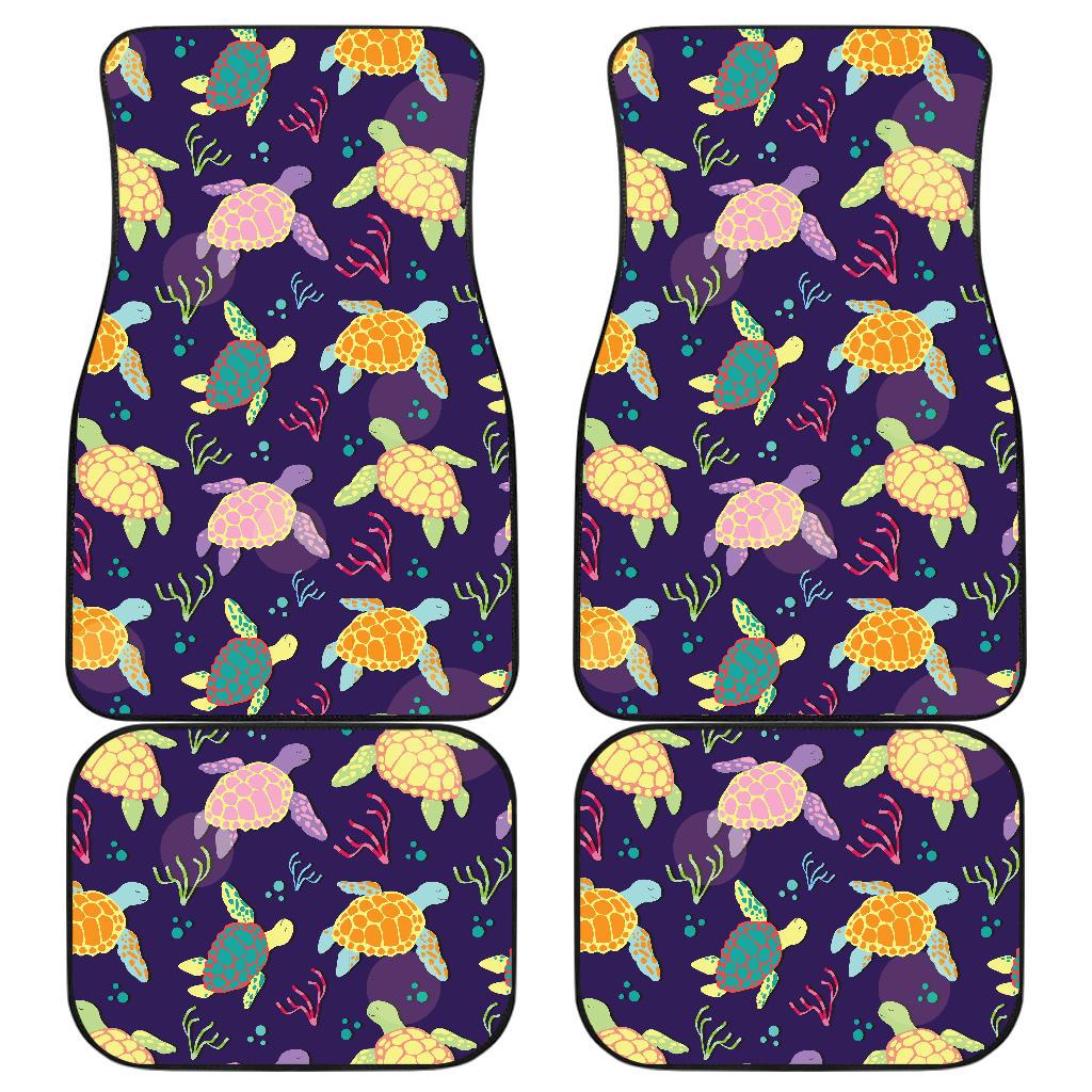 Sea Turtle Color Smile Front and Back Car Floor Mats