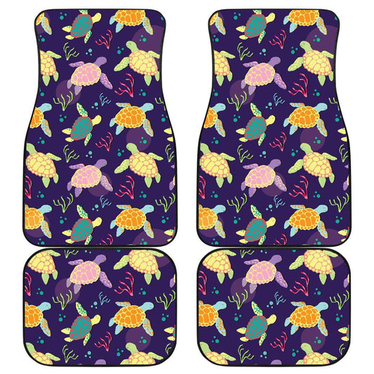 Sea Turtle Color Smile Front and Back Car Floor Mats