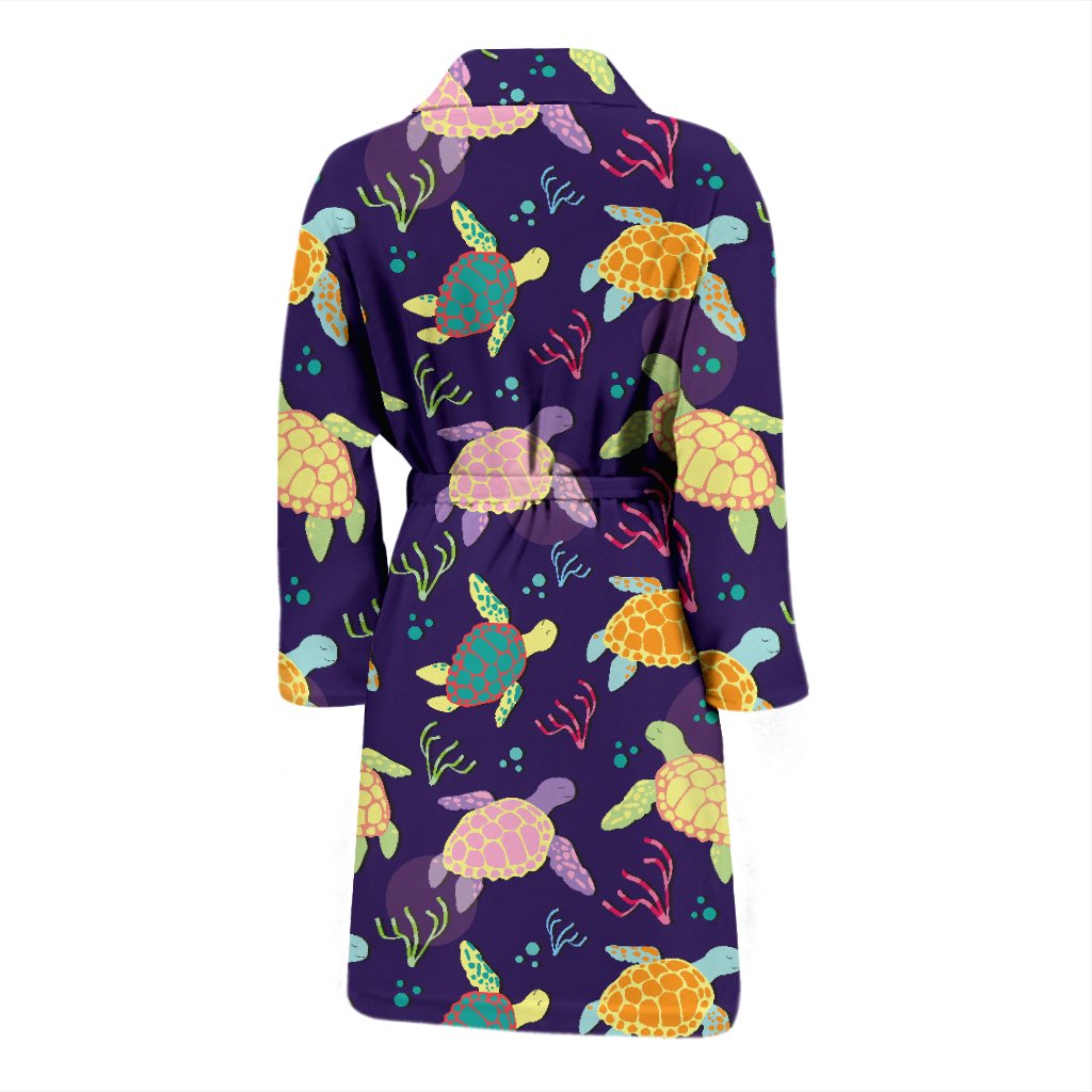 Sea Turtle Color Smile Men Bath Robe
