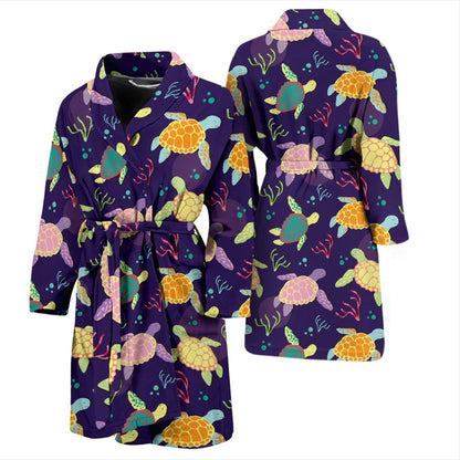Sea Turtle Color Smile Men Bath Robe