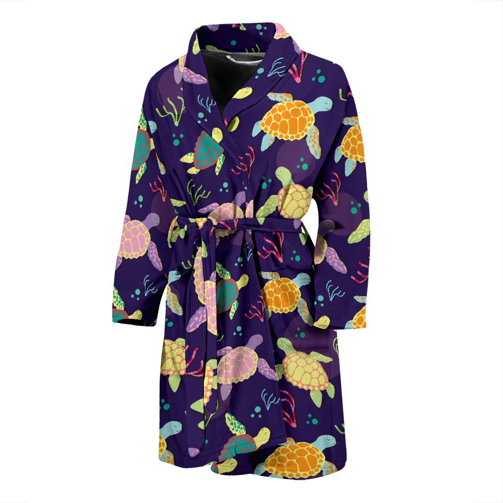 Sea Turtle Color Smile Men Bath Robe