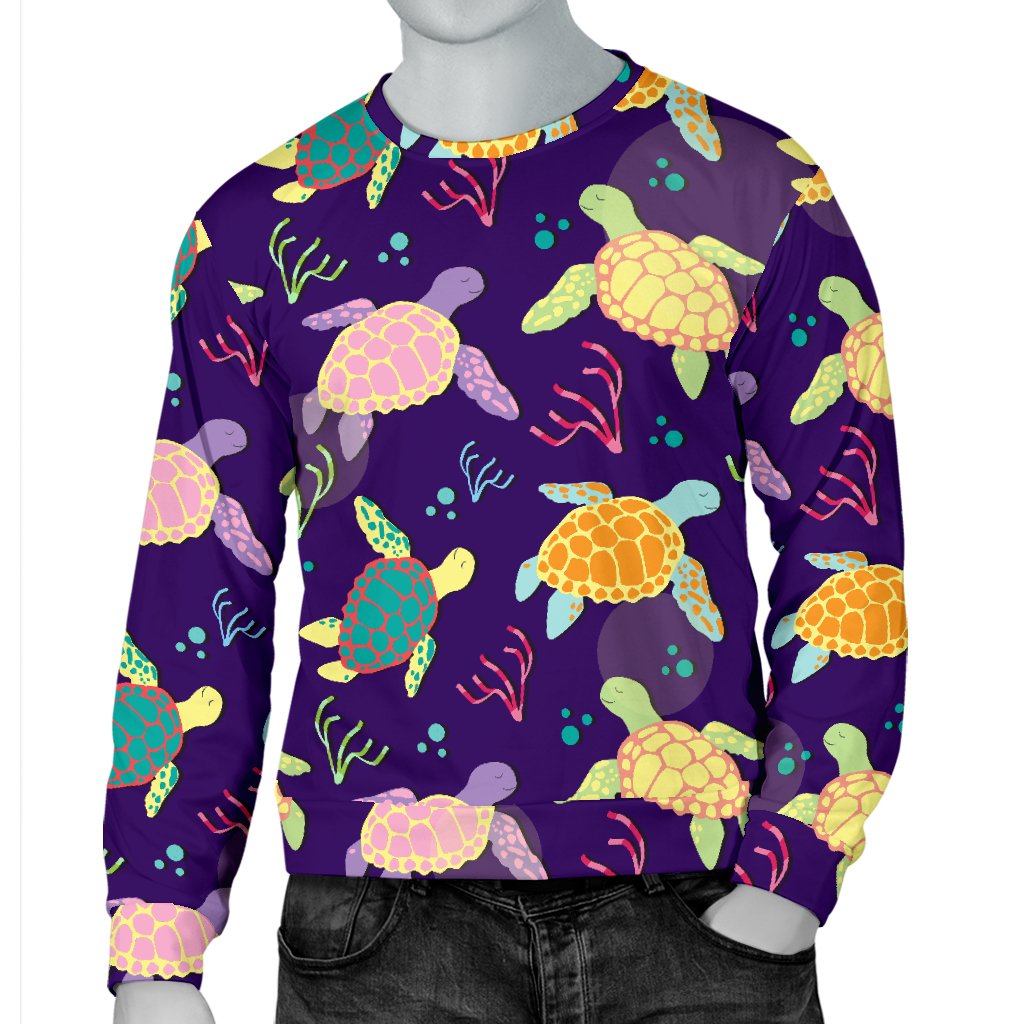 Sea Turtle Color Smile Men Crewneck Sweatshirt