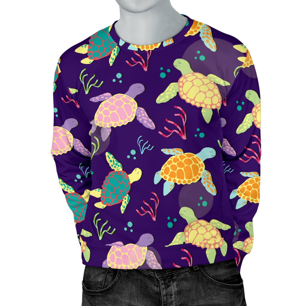 Sea Turtle Color Smile Men Crewneck Sweatshirt