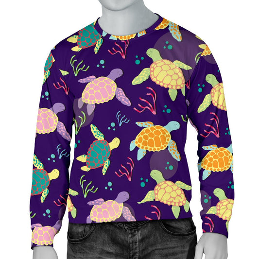 Sea Turtle Color Smile Men Crewneck Sweatshirt
