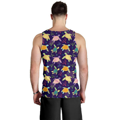 Sea Turtle Color Smile Men Tank Top