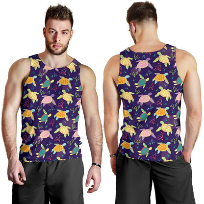 Sea Turtle Color Smile Men Tank Top