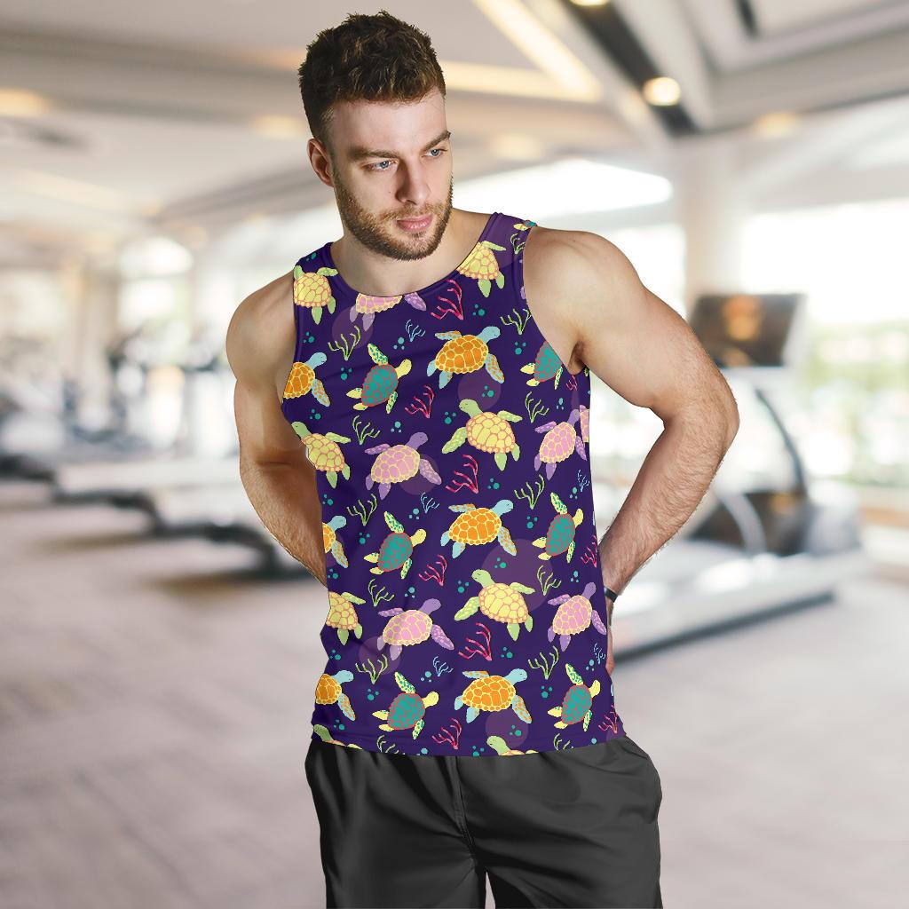 Sea Turtle Color Smile Men Tank Top