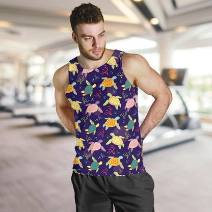 Sea Turtle Color Smile Men Tank Top