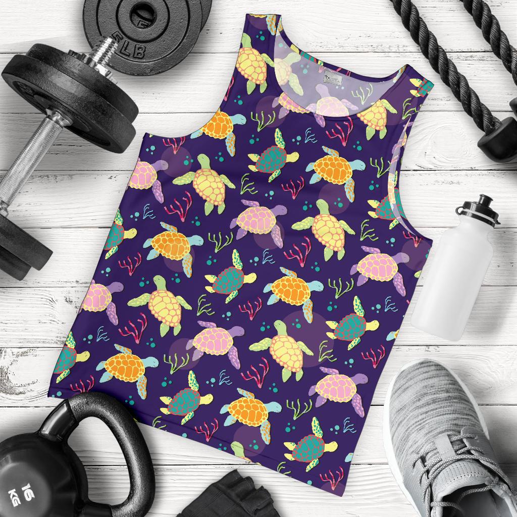 Sea Turtle Color Smile Men Tank Top
