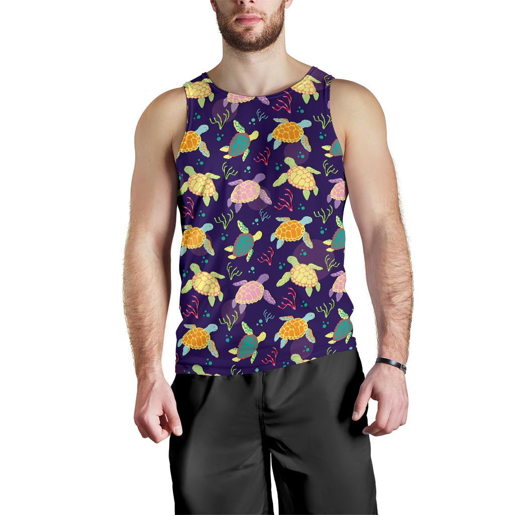 Sea Turtle Color Smile Men Tank Top