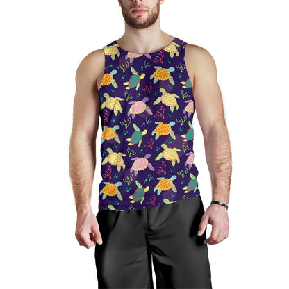Sea Turtle Color Smile Men Tank Top