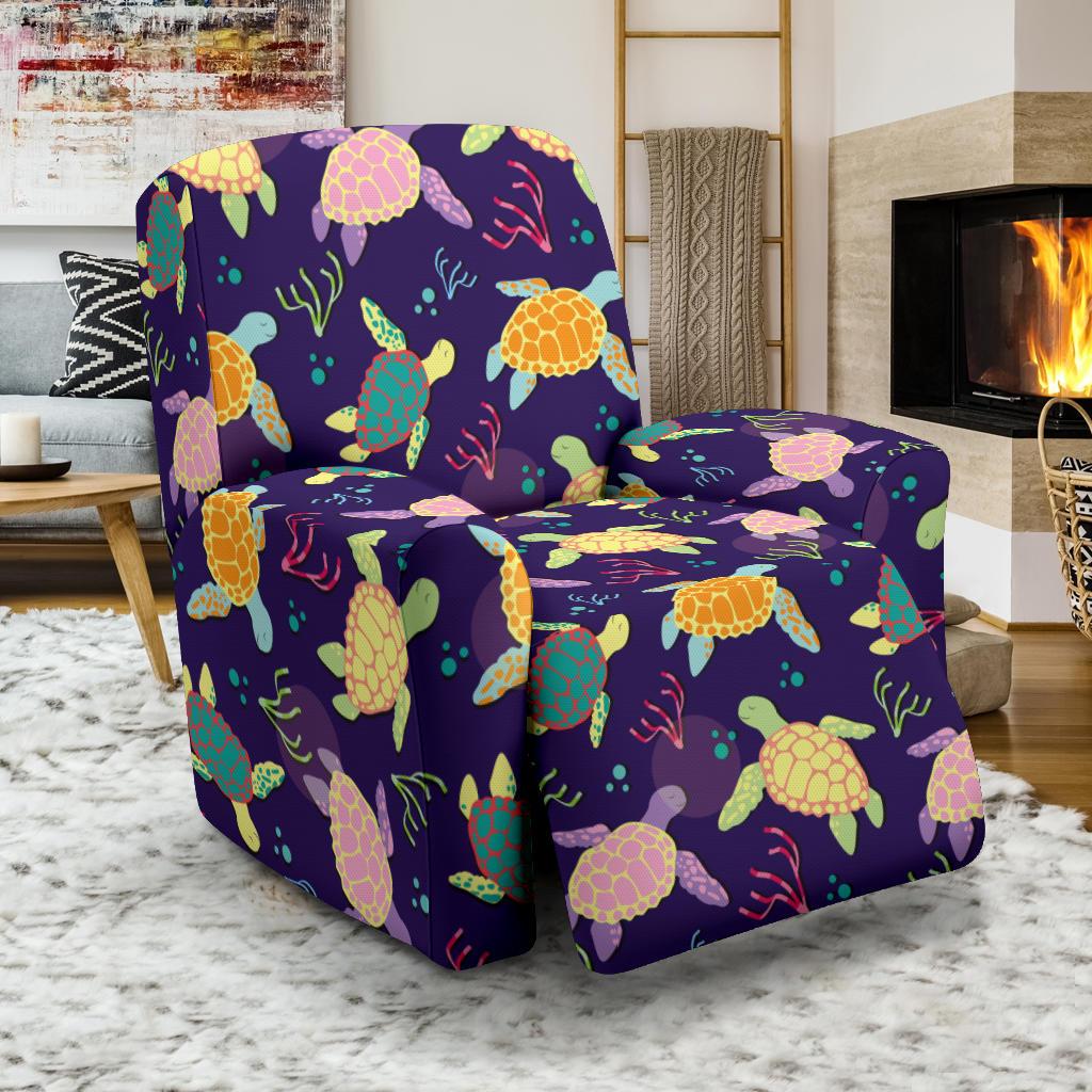 Sea Turtle Color Smile Recliner Slipcover-JORJUNE.COM