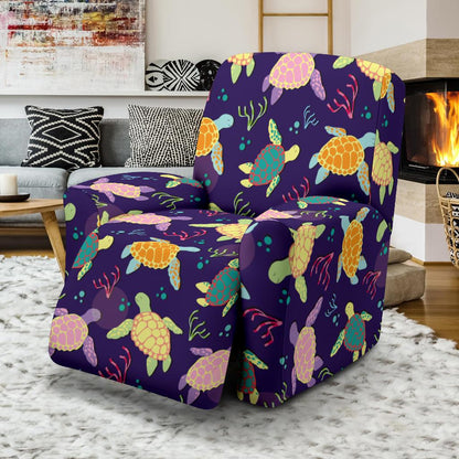 Sea Turtle Color Smile Recliner Slipcover-JORJUNE.COM