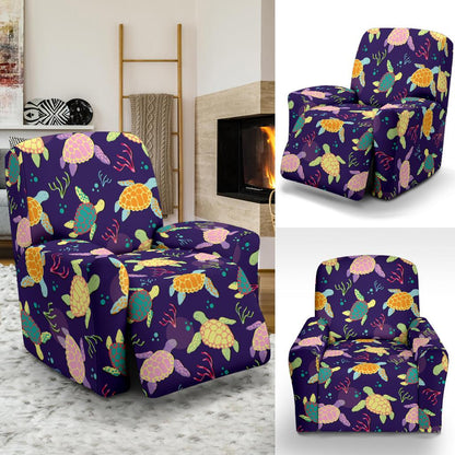 Sea Turtle Color Smile Recliner Slipcover-JORJUNE.COM