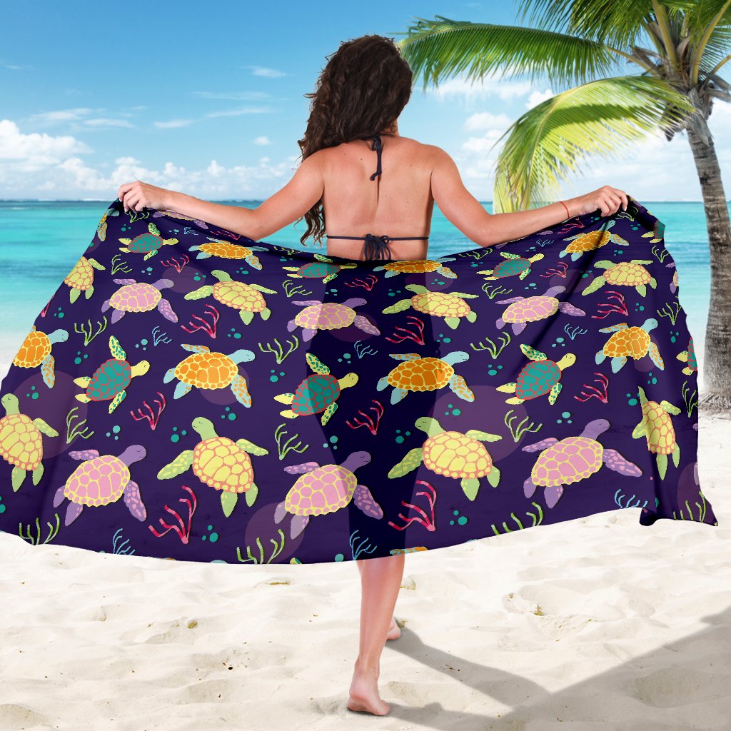 Sea Turtle Color Smile Sarong Pareo Wrap