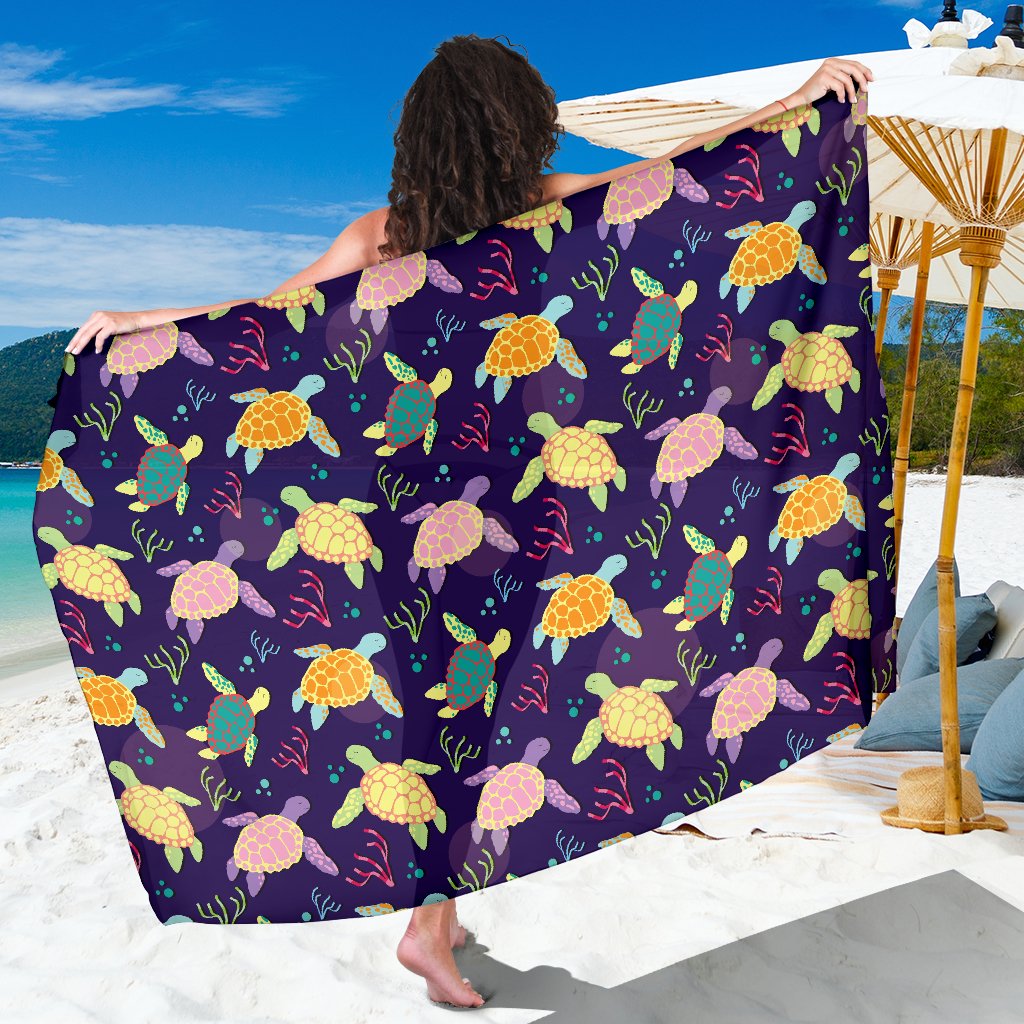 Sea Turtle Color Smile Sarong Pareo Wrap