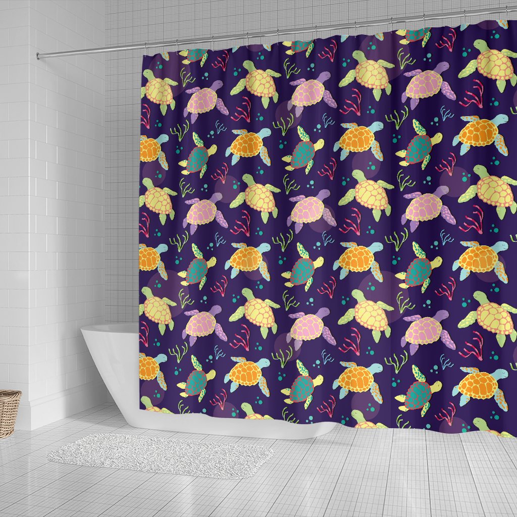 Sea Turtle Color Smile Shower Curtain