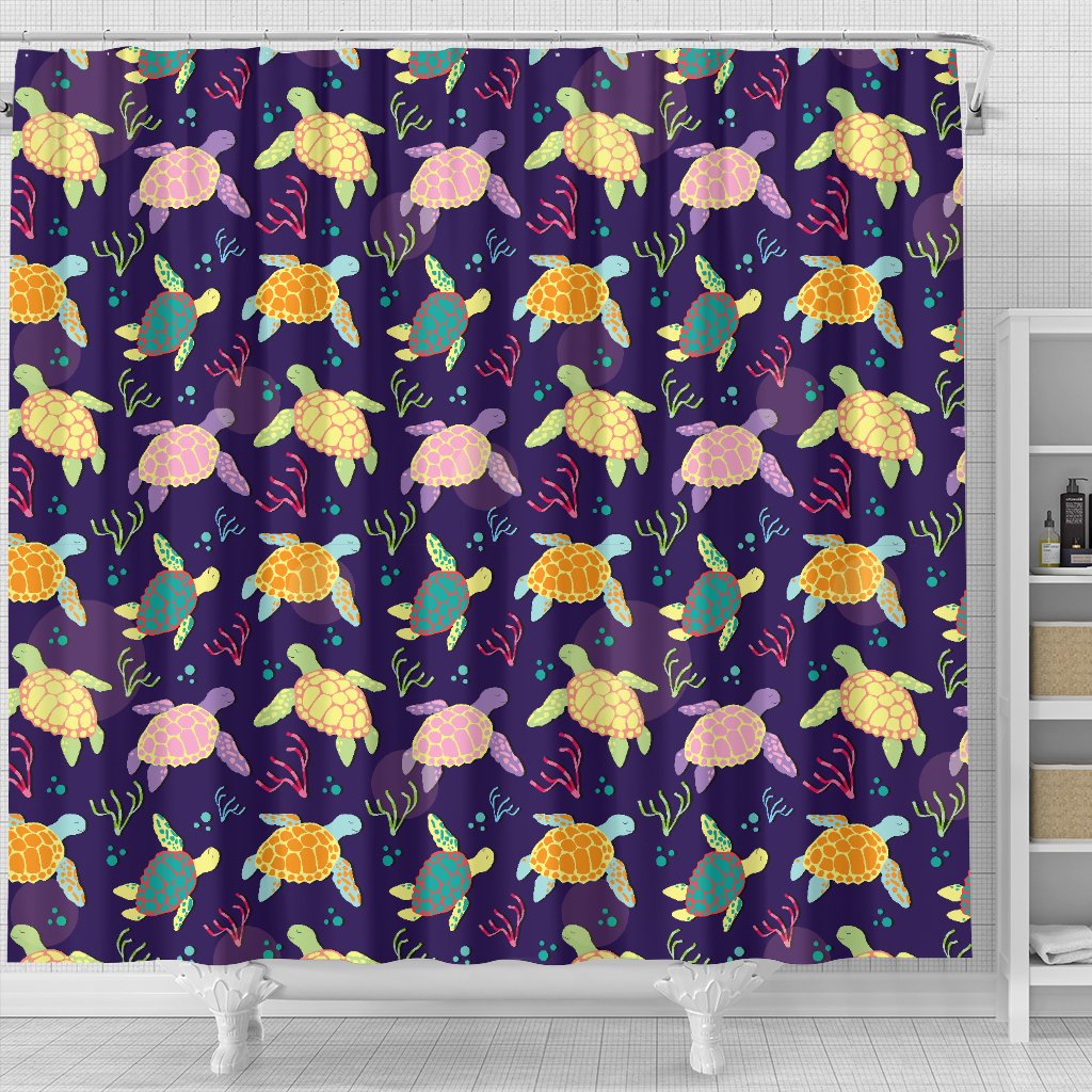 Sea Turtle Color Smile Shower Curtain