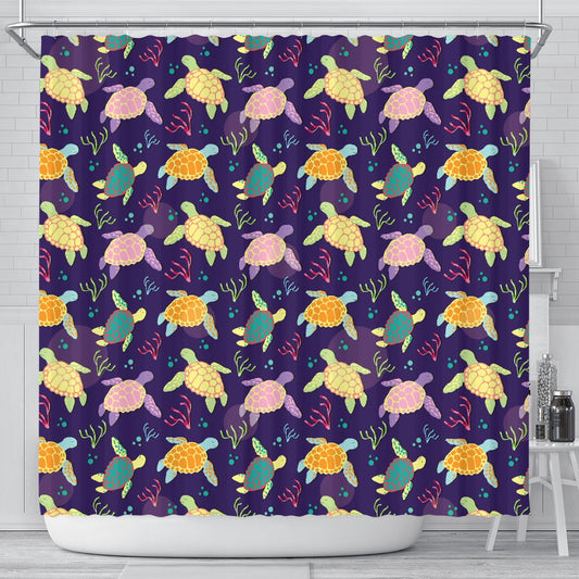 Sea Turtle Color Smile Shower Curtain