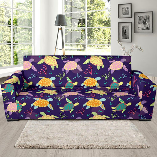 Sea Turtle Color Smile Sofa Slipcover-JORJUNE.COM