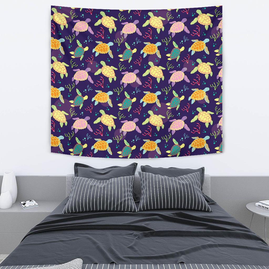 Sea Turtle Color Smile Tapestry
